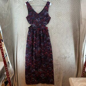 One Clothing Womens Medium Dress Long Maxi Colorful Floral Cut Out Hips